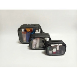 Set 3 Necesers Eco Cuero Organizador Viaje Porta Cosméticos