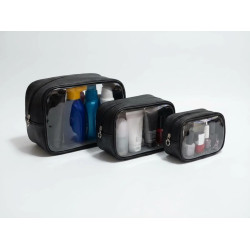 Set 3 Necesers Eco Cuero Organizador Viaje Porta Cosméticos